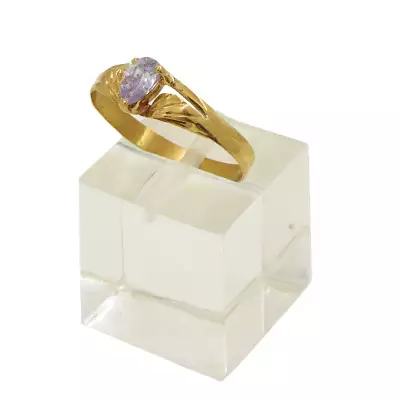 Anillo Oro Kts Con Piedra Lagrima Violeta De Grs Entre Joyas