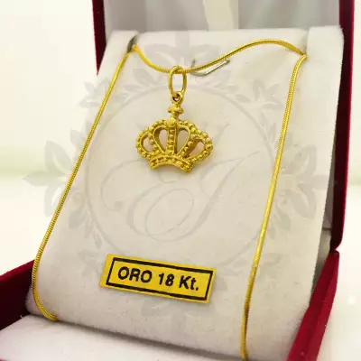 Conjunto Oro Kts Cadena Cola De Raton Grs Y Corona Reina De Grs